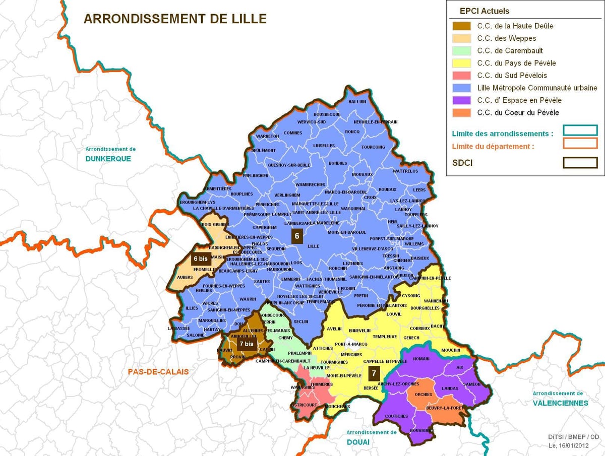 نقشه از لیل arrondissement